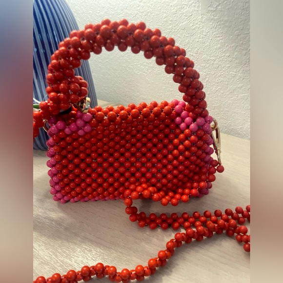 NWT Kate Spade New York x Target - Pink/Red Colorblock Beaded Crossbody Bag - Picture 5 of 9